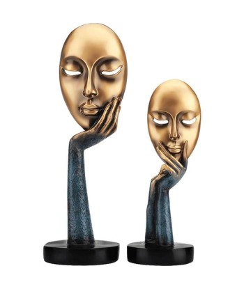 Statue Femme Pensive  Visage Doré 28 / 37 cm vente chaude votre 