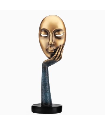 Statue Femme Pensive  Visage Doré 28 / 37 cm vente chaude votre 