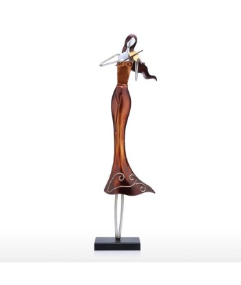 Statue Femme  Musicienne Métal 50 cm de pas cher