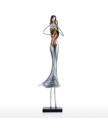 Statue Femme  Musicienne Métal 50 cm de pas cher