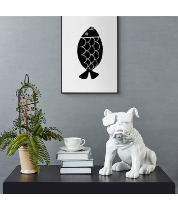 Statue Chien  Bouledogue Lunettes 34 cm ou a consommer sur place