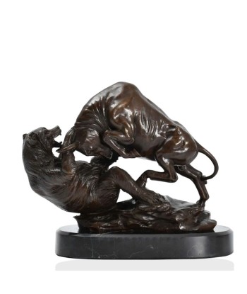 Statue Taureau Bronze  Attaque sur l'Ours en linge