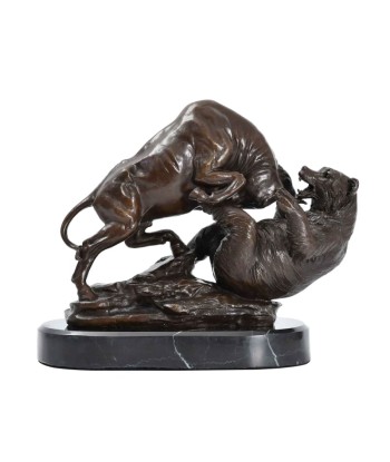 Statue Taureau Bronze  Attaque sur l'Ours en linge