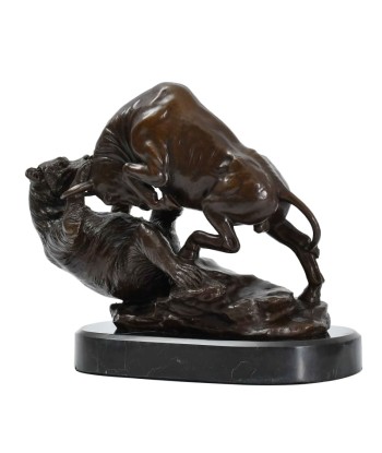 Statue Taureau Bronze  Attaque sur l'Ours en linge