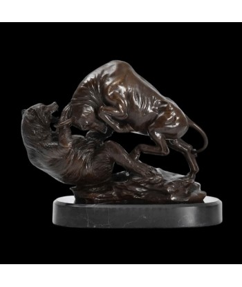 Statue Taureau Bronze  Attaque sur l'Ours en linge