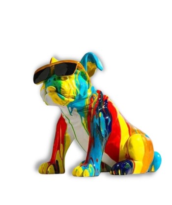 Statue Bouledogue  Chien Multicolore 32 cm rembourrage situé sous