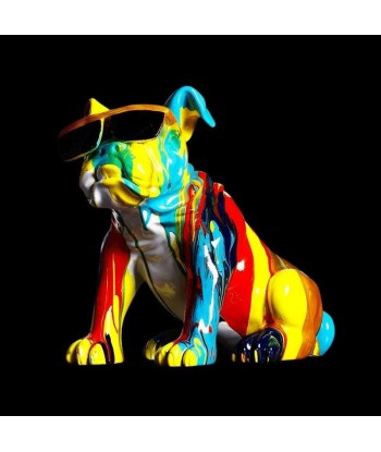 Statue Bouledogue  Chien Multicolore 32 cm rembourrage situé sous