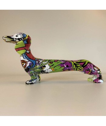 Statue Chien  Teckel Multicolore le concept de la Pate a emporter 