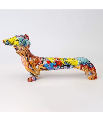 Statue Chien  Teckel Multicolore le concept de la Pate a emporter 