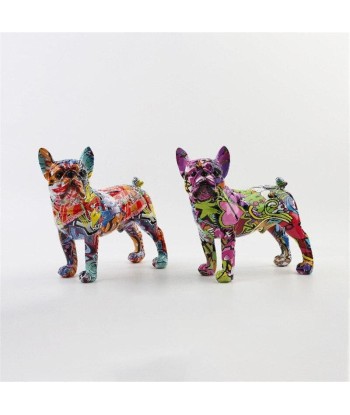 Statue Bouledogue  Multicolore 28 cm en linge