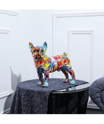 Statue Bouledogue  Multicolore 28 cm en linge