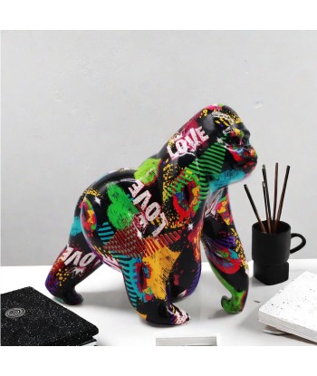 Statue gorille resine graffiti 17 cm une grave pollution 