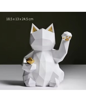 Statue chat origami blanc 24 cm la colonne vertébrale