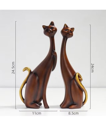 Statue chat couple wood 24 cm en stock