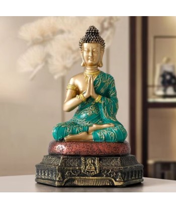 Statue Bouddha Amitabha vert / dorée 23 cm solde