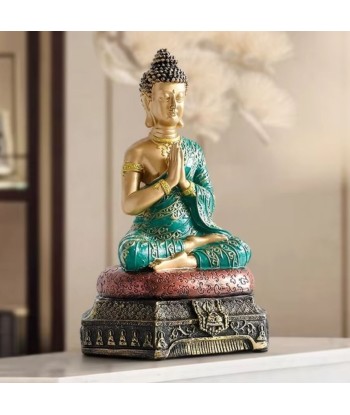 Statue Bouddha Amitabha vert / dorée 23 cm solde