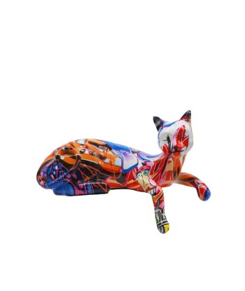 Statue chat couché résine graffiti 15 cm en stock