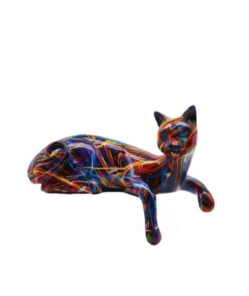 Statue chat couché résine laser 15 cm livraison et retour toujours gratuits