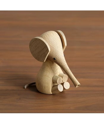 Statue éléphant en bois style scandinave 12 cm solde