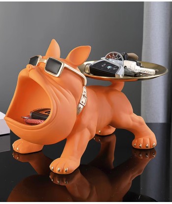 Statue chien bouledogue orange avec plateau 20 cm Comparez et commandez 