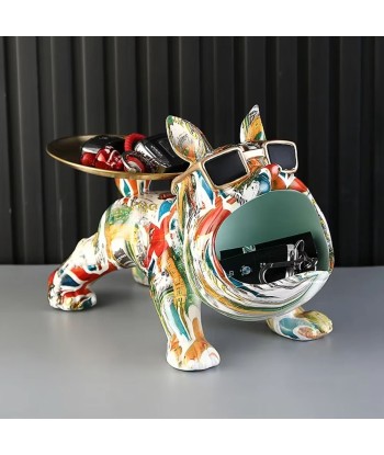 Statue chien bouledogue pop art avec plateau 20 cm acheter