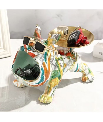 Statue chien bouledogue pop art avec plateau 20 cm acheter