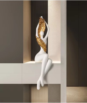 Statue moderne femme en résine - blanc 55 cm soldes