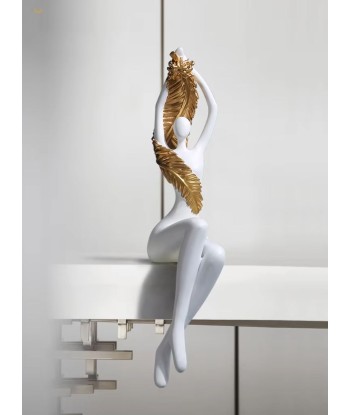 Statue moderne femme en résine - blanc 55 cm soldes