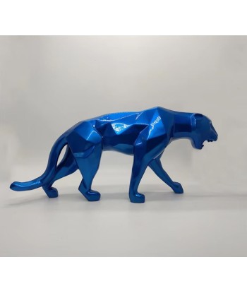 Statue Panthère Origami en résine bleue 70 cm le concept de la Pate a emporter 