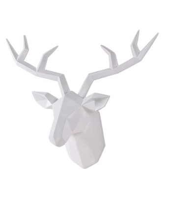 Statue murale tête de cerf origami blanc 28 cm En savoir plus