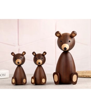 Statue ours style nordique en bois 20 cm pas chere