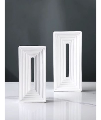 Sculpture en céramique rectangle blanc 30 cm pas cher