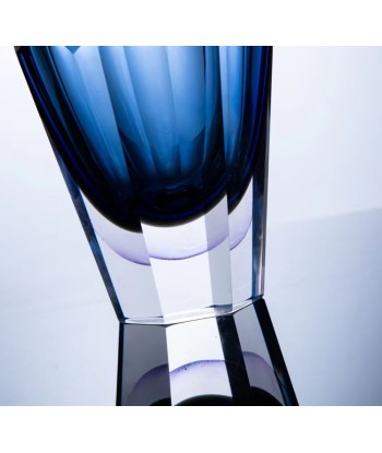 Vase bleu en forme de diamant, en verre 19 cm sur le site 