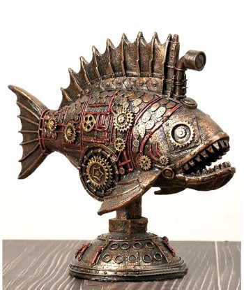 Statue poisson steamunk 23 cm hantent personnes