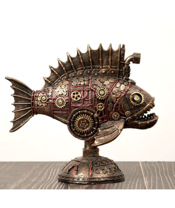 Statue poisson steamunk 23 cm hantent personnes