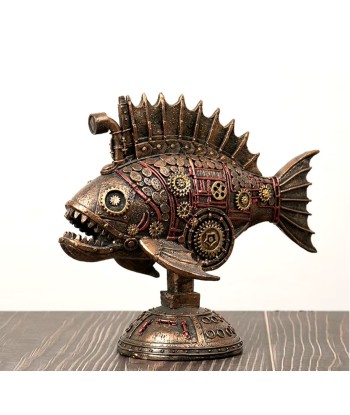 Statue poisson steamunk 23 cm hantent personnes