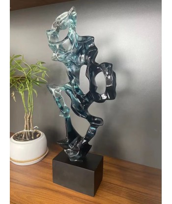 Sculpture abstraite en résine bleu transparente 43 cm vous aussi creer 