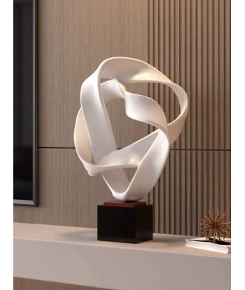 Sculpture abstraite géométrique minimaliste blanche 41 cm en ligne