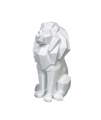 Statue lion origami blanc 26 cm l'évolution des habitudes 