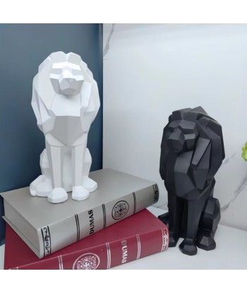 Statue lion origami blanc 26 cm l'évolution des habitudes 