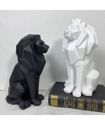 Statue lion origami blanc 26 cm l'évolution des habitudes 