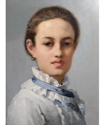 Huile sur toile fin XIXe Portrait d’une jeune femme signée Paul LAUREAUX (1847-1901) Le MVP de beaucoup