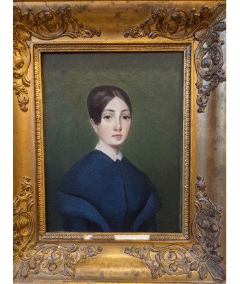 Ecole française Huile sur toile milieu XIXe Portrait jeune femme Découvrez la collection