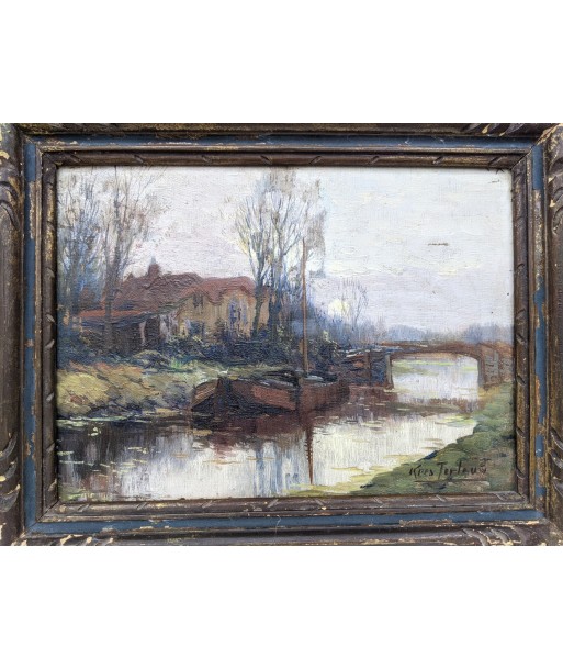 Kees TERLOUW (1890-1948) Péniche sur le canal circa 1930 Les magasins à Paris et en Île-de-France