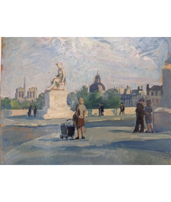 Erna DAVIDOFF dit DEM (1889-1943) huile sur panneau vue de Paris circa 1930 brillant des détails fins