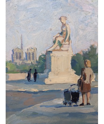 Erna DAVIDOFF dit DEM (1889-1943) huile sur panneau vue de Paris circa 1930 brillant des détails fins