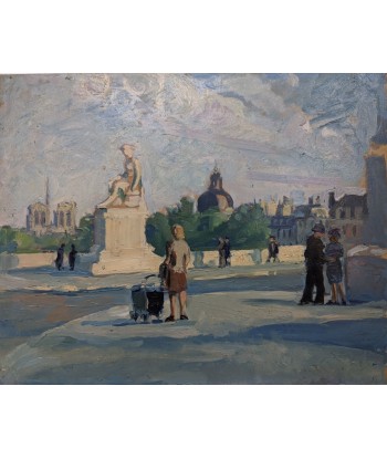 Erna DAVIDOFF dit DEM (1889-1943) huile sur panneau vue de Paris circa 1930 brillant des détails fins