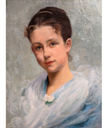 Léon BOUILLON (1850-1900) Portrait jeune femme en bleu datée 1892 offre 