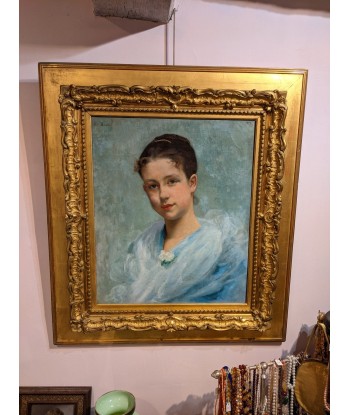 Léon BOUILLON (1850-1900) Portrait jeune femme en bleu datée 1892 offre 