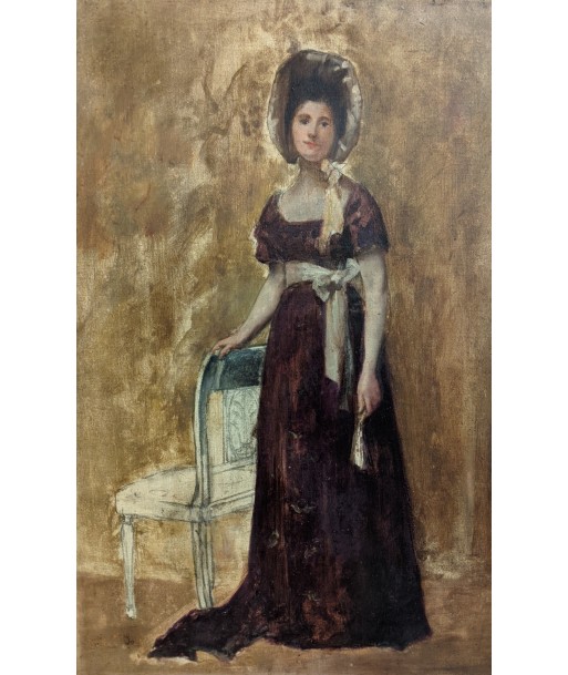 Portrait d’une élégante en robe violette - XIXe À commander